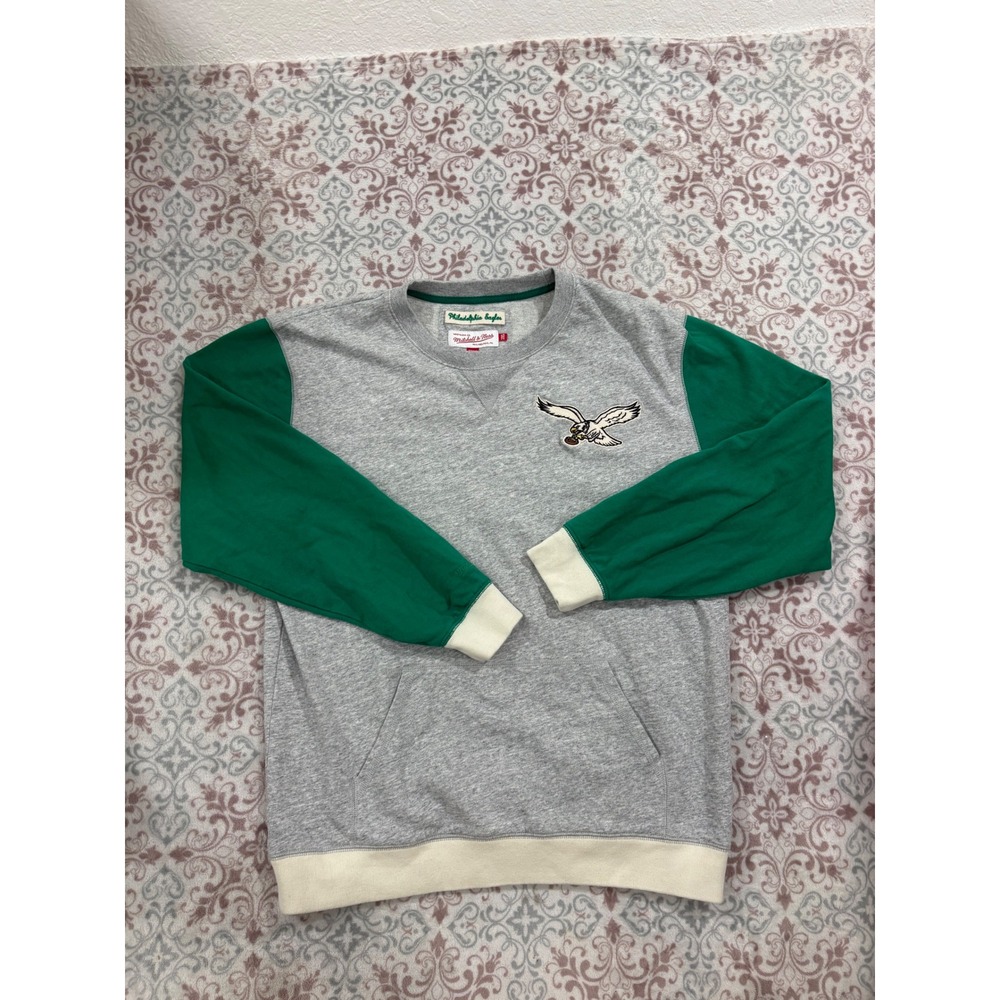 Mitchell & Ness Philadelphia Eagles Sweatshirt Mens 2XL Grey Green Crewneck NFL
